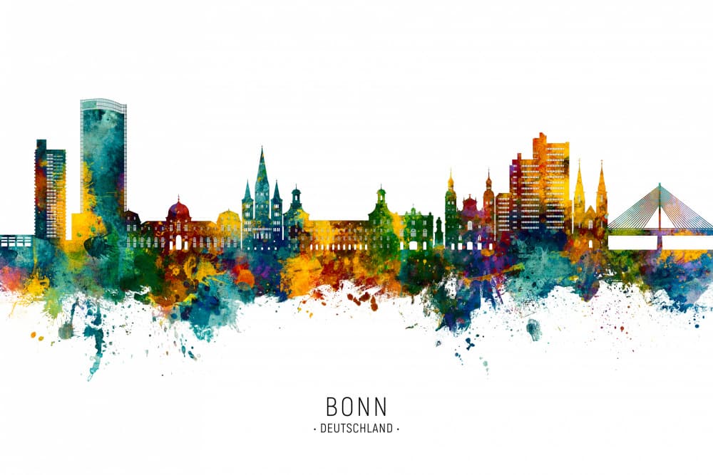 Colorful Bonn Skyline by Michael Tompsett — canvas wall art