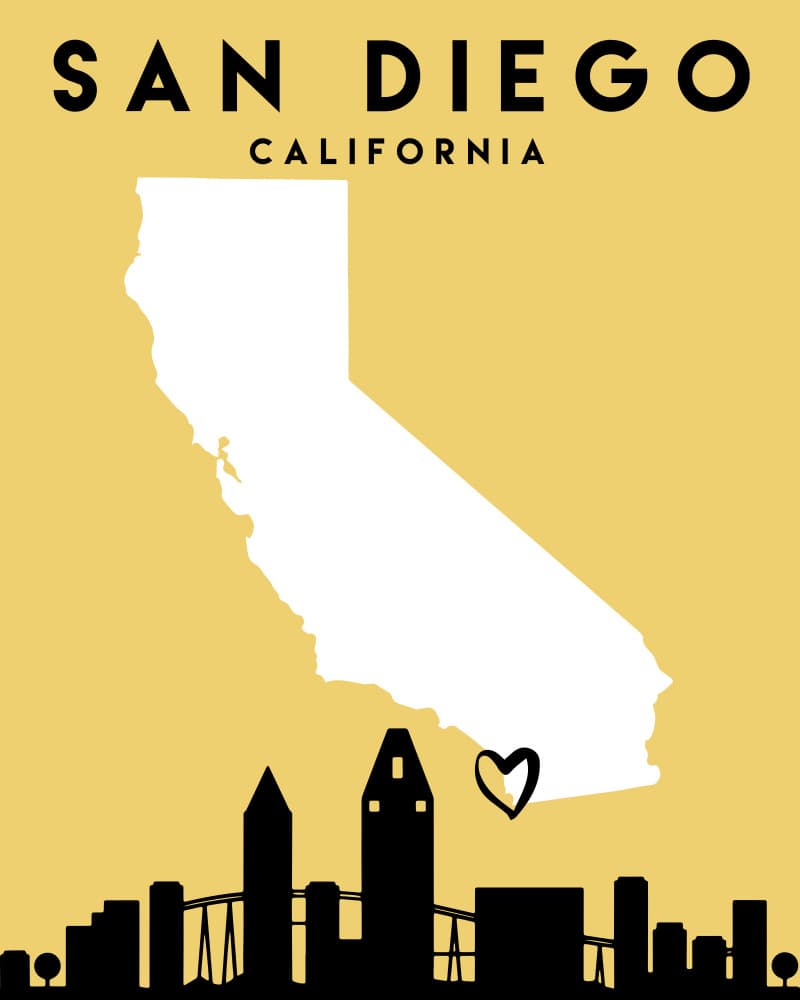 San Diego California Love by Emiliano Deificus — canvas wall art