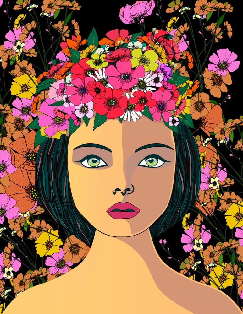 Floral Crown Woman by Nicholas — canvas wall art