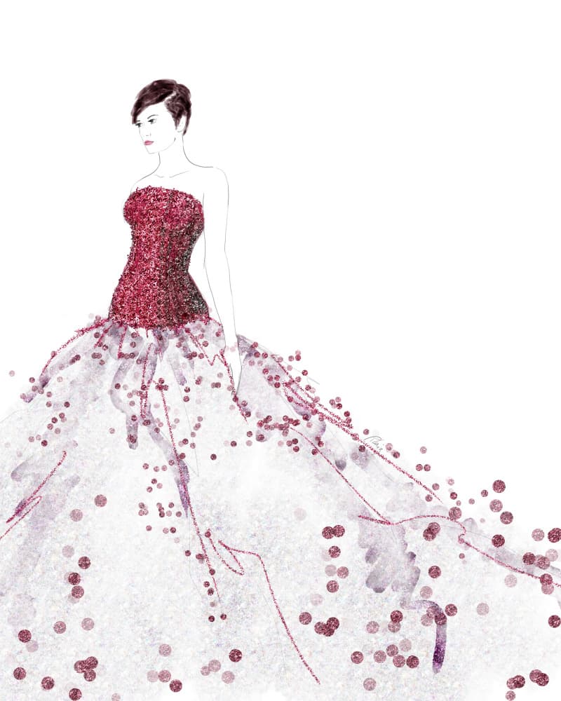 Glittering Red Gown by Rosana Laiz Blursbyai — canvas wall art