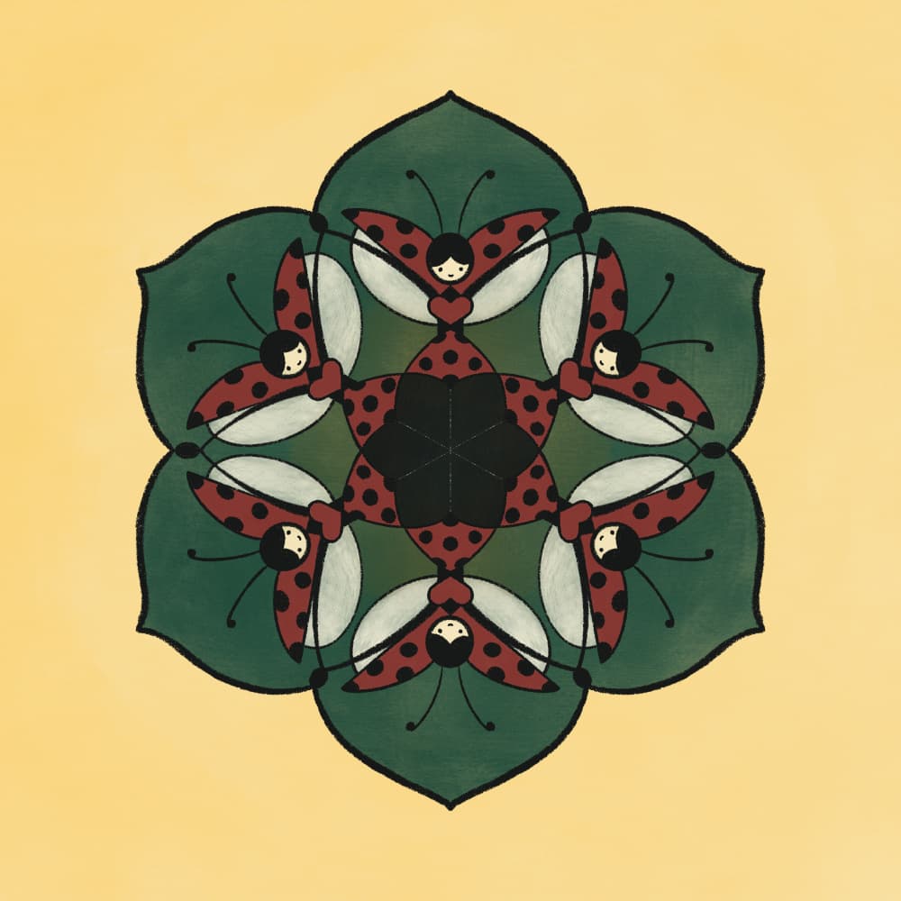 Whimsical Ladybug Mandala by Philippine Bouchez — canvas wall art