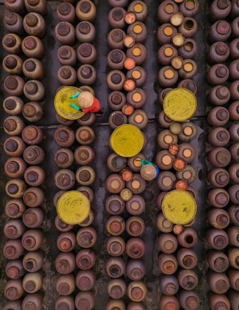 Vietnamese Jars Overhead View by Jyoti Prakash Sarmah — canvas wall art