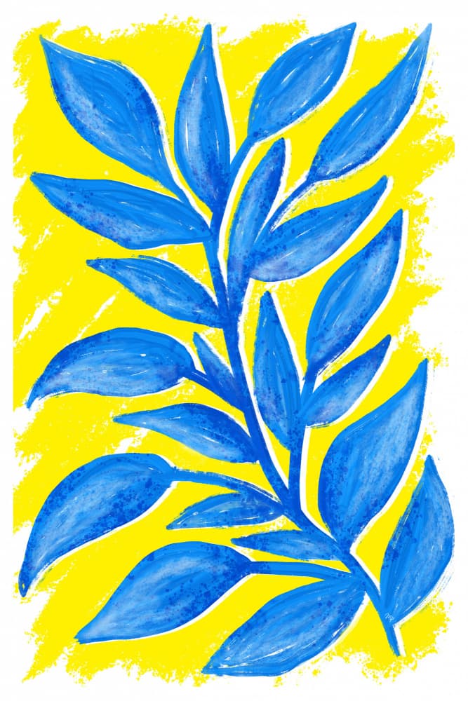 Blue Leaf Harmony by Martina — canvas wall art