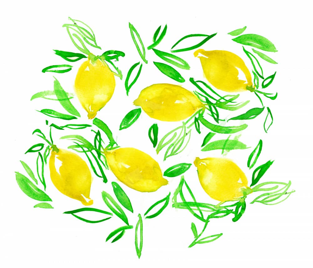 Fresh Watercolor Lemons by Christine Lindstrom — canvas wall art