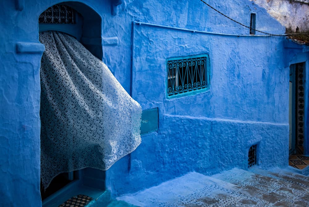 Moroccan Blue Alleyway by Linda Wride — canvas wall art