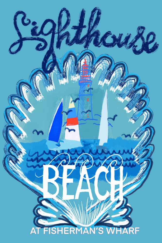 Lighthouse Beach Scene by cartissi — canvas wall art