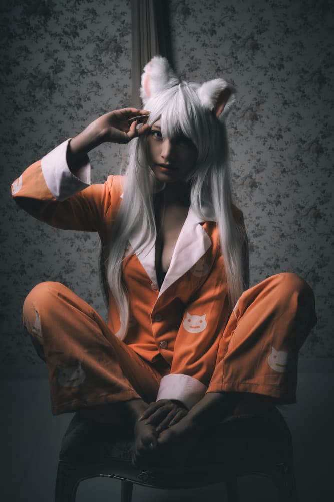 Cozy Cat Ear Girl by KOIKI — canvas wall art
