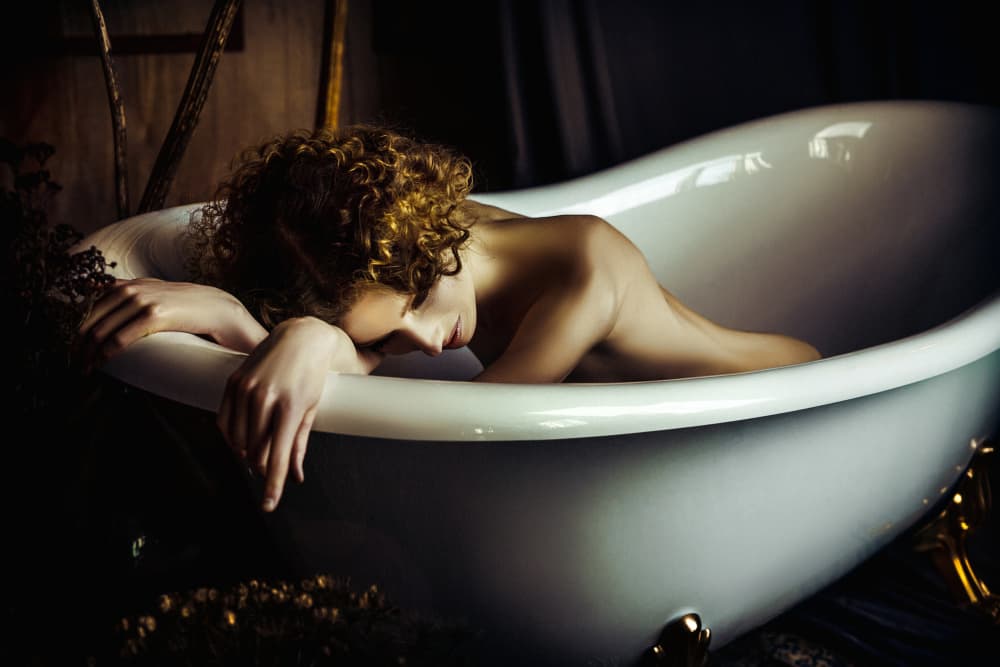 Pensive Woman Bathtub by Ruslan Bolgov — canvas wall art
