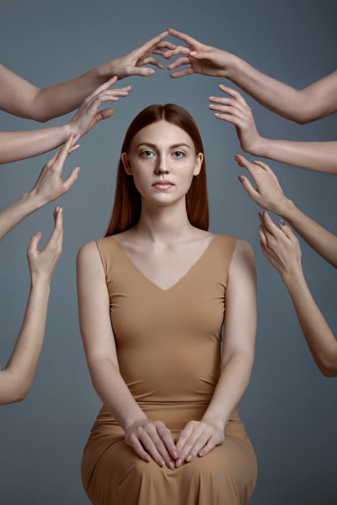 Woman Surrounded By Hands by Anna — canvas wall art