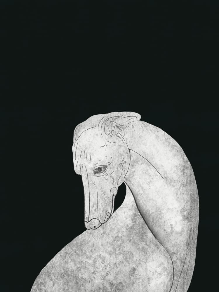 Pensive Greyhound Portrait by Little Dean — canvas wall art