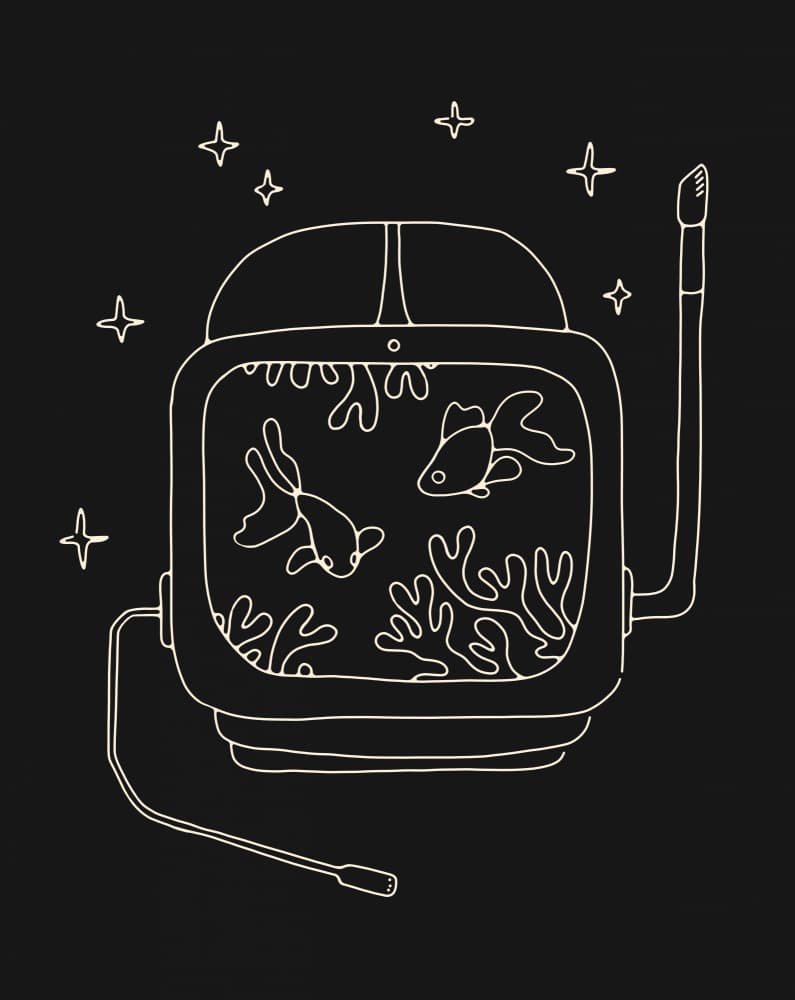 Whimsical Fish Helmet by Florent Bodart — canvas wall art