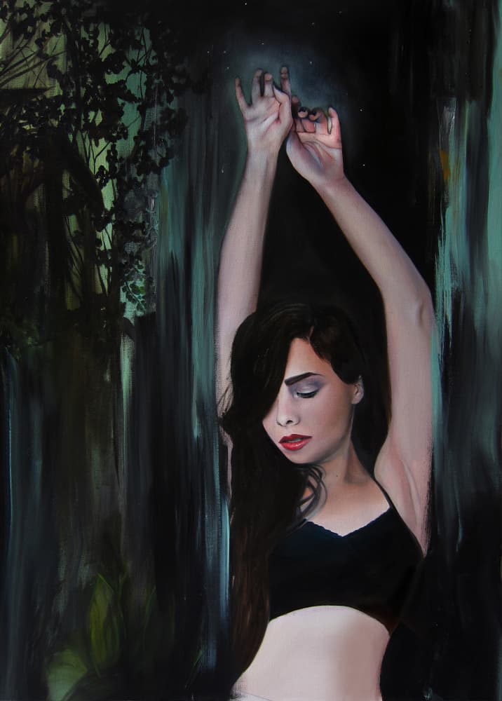 Dark Forest Woman by Christine Lindstrom — canvas wall art