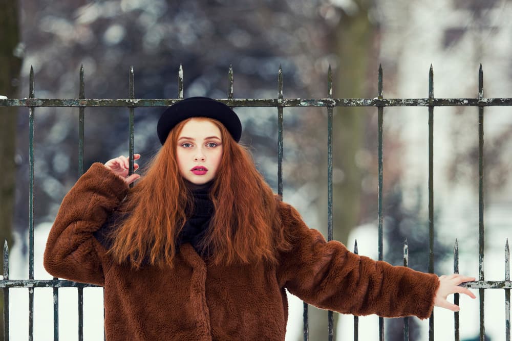 Redhead Winter Fashion Portrait by Mihai Bogdan R — canvas wall art