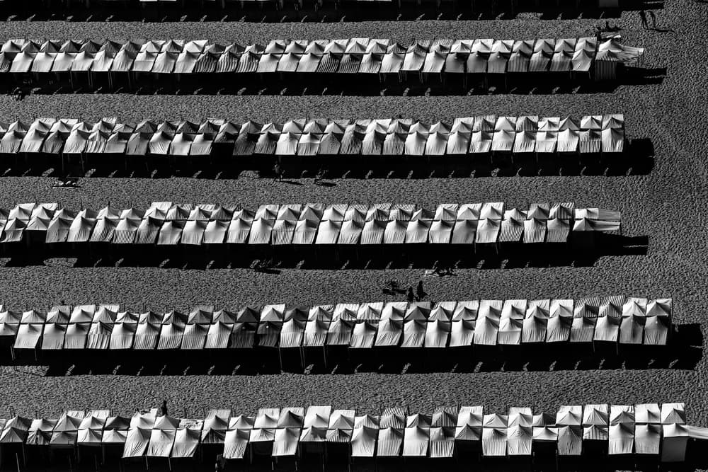 Aerial Beach Tent Rows by Jois Domont ( J.L.G.) — canvas wall art