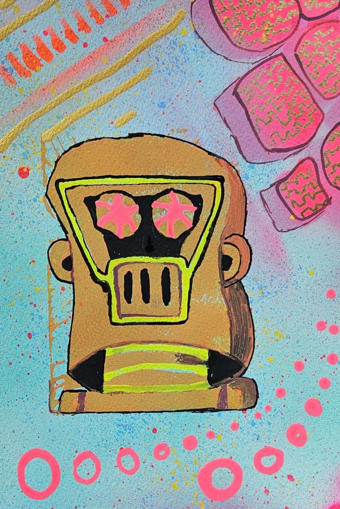 Vibrant Robot Head by Olea Huuska — canvas wall art