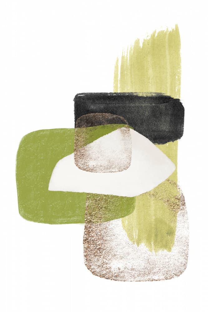 Green Gold Abstract Shapes by Sally Ann Moss — canvas wall art
