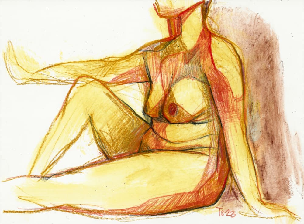Reclining Nude Figure Drawing by Tore Bahnson — canvas wall art