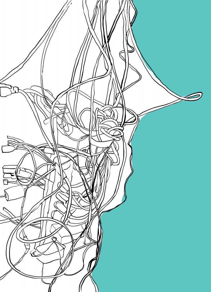 Tangled Digital Wires by XHOZUCAN — canvas wall art