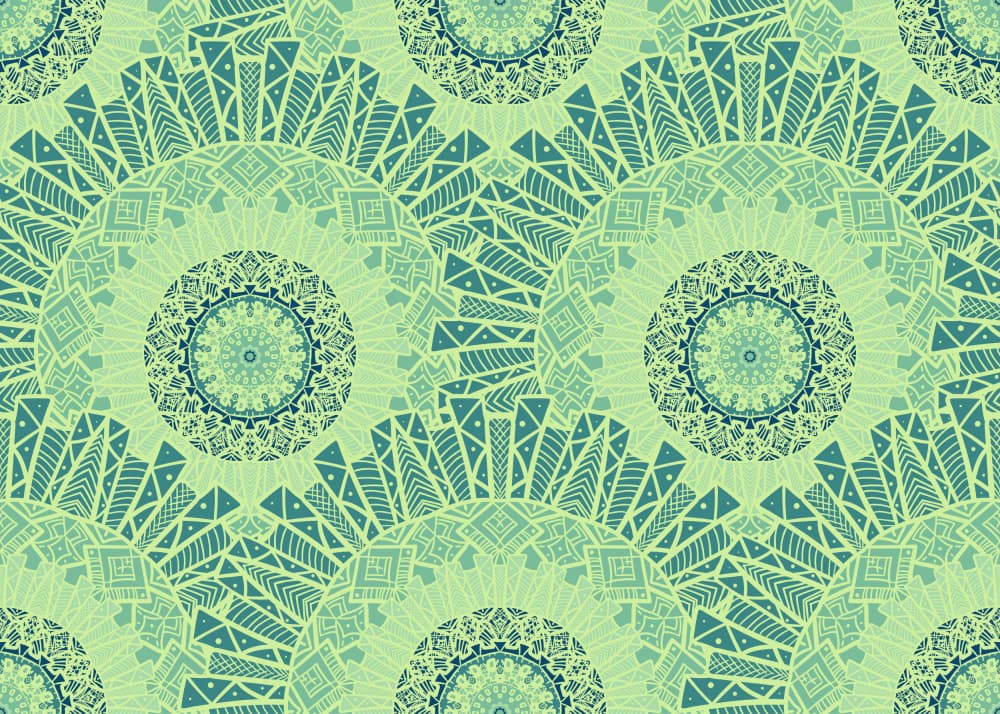 Green Tribal Mandala Pattern by Marika Barsrsind — canvas wall art
