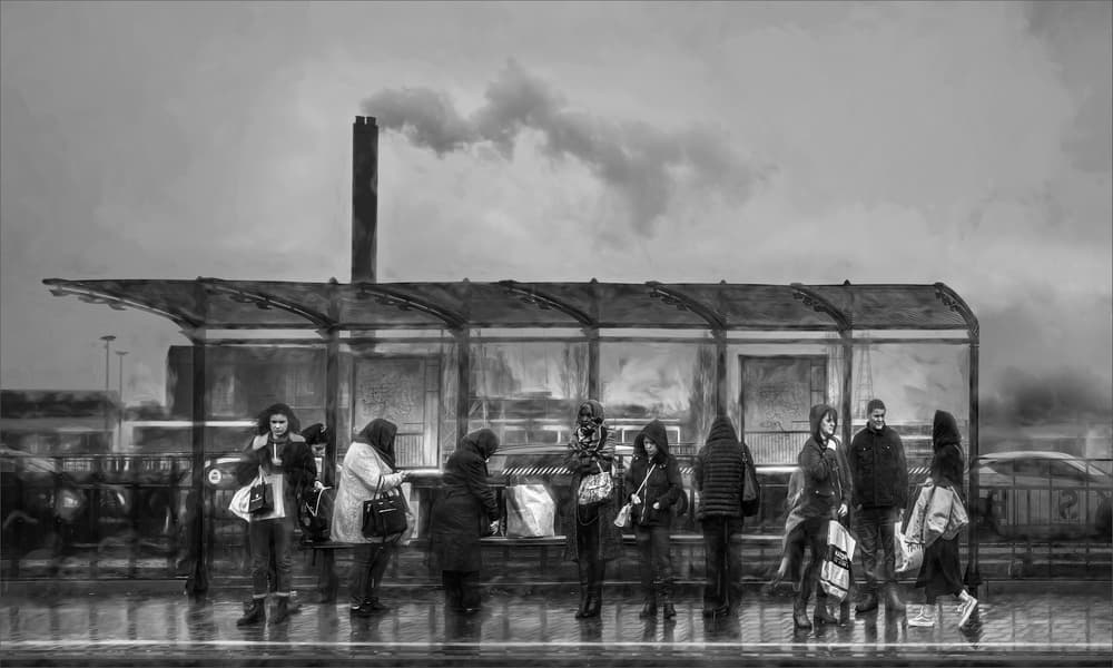 Industrial City Waiting by Gilbert Claes — canvas wall art