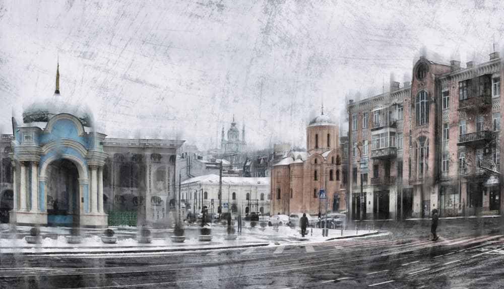 Winter City Church View by Alexander Kiyashko — canvas wall art