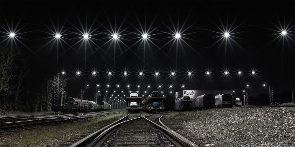 Glowing Rail Yard by Leif Løndal — canvas wall art