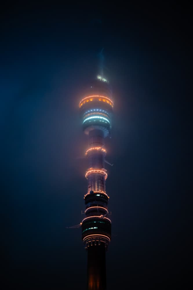 Glowing Foggy Tower by Artem Fomenko — canvas wall art