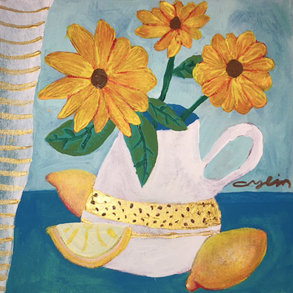 Yellow Flowers and Lemons by Aylin Demir — canvas wall art