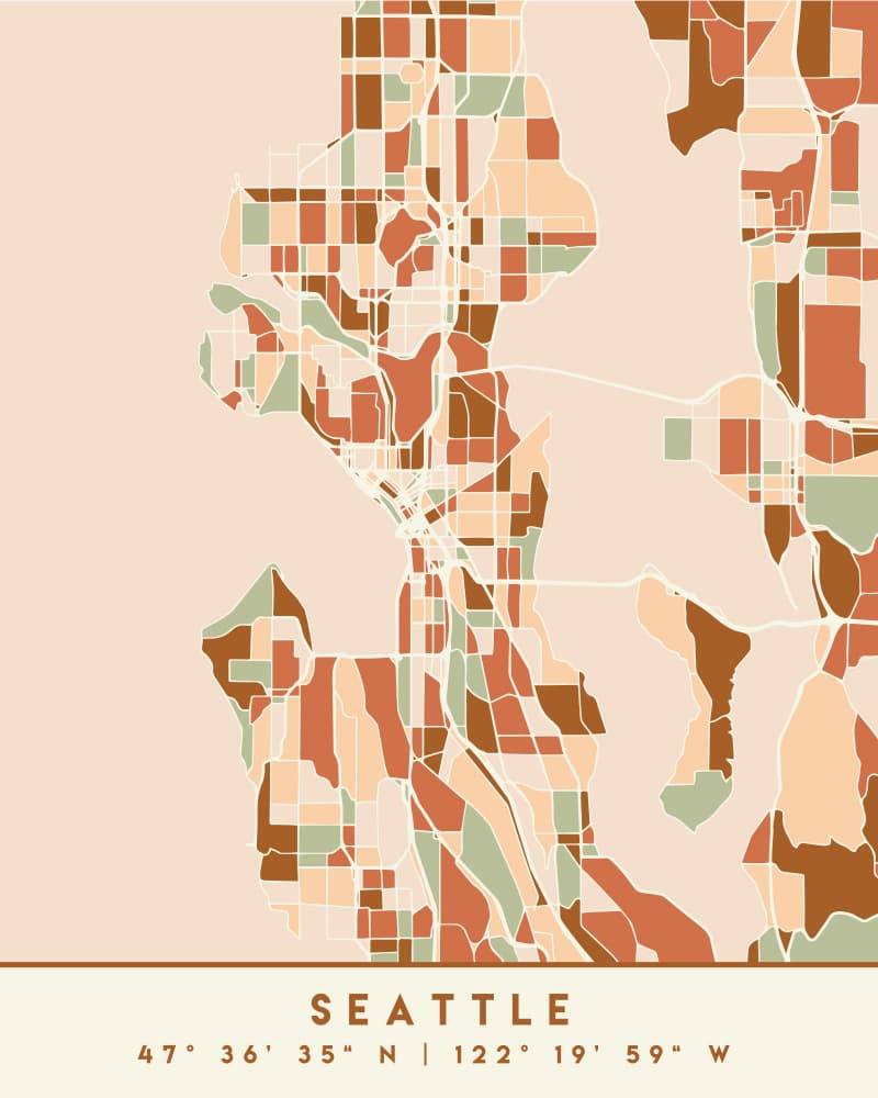 Modern Seattle City Map by Emiliano Deificus — canvas wall art