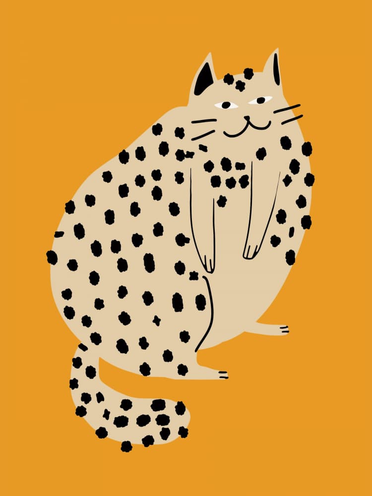 Happy Spotted Cat by Little Dean — canvas wall art