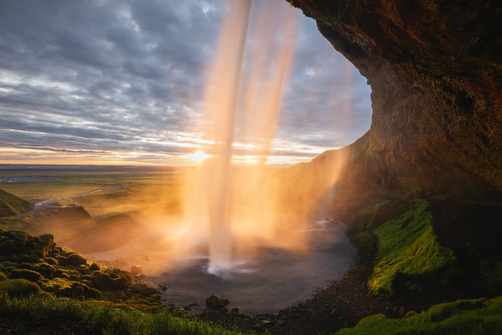 Misty Sunlit Waterfall by Lazar Ioan Ovidiu — canvas wall art