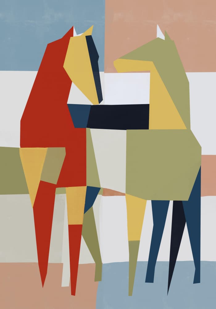 Colorful Geometric Horses by Little Dean — canvas wall art