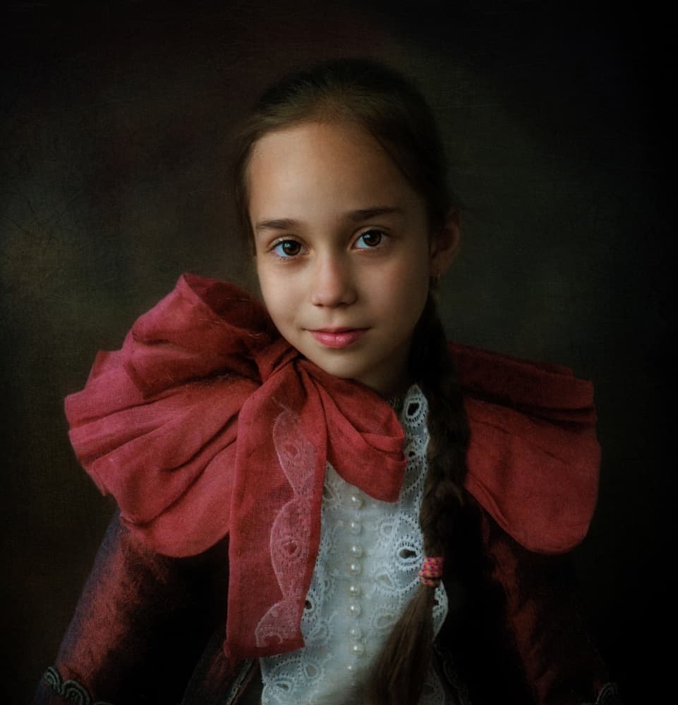 Gentle Girl in Red by Svetlana Melik-Nubarova — canvas wall art