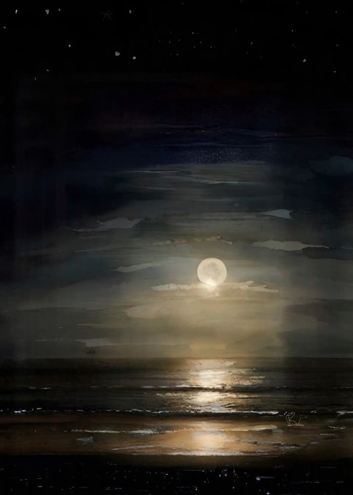 Moonlit Ocean Night by Ruth Day — canvas wall art