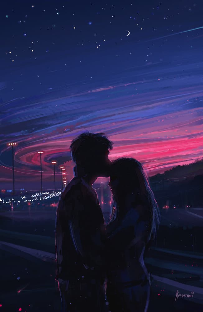 Romantic Night Sky by Alena Aenami — canvas wall art