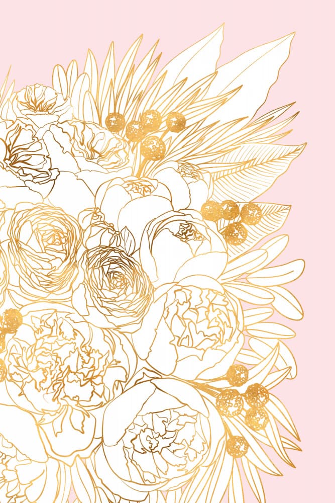 Blush Gold Floral Bouquet by Rosana Laiz Blursbyai — canvas wall art