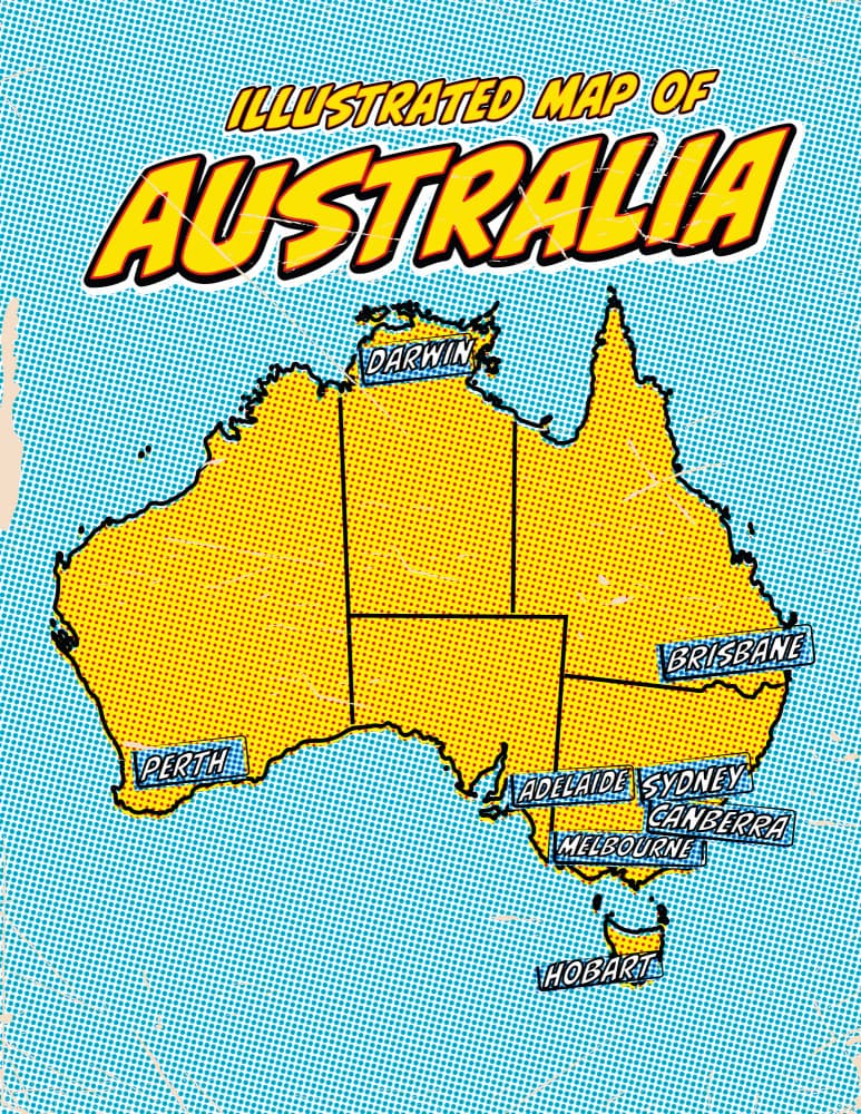 Illustrated Australian Map by Nicholas — canvas wall art