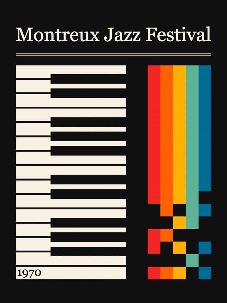 Colorful Jazz Keyboard by Retrodrome — canvas wall art