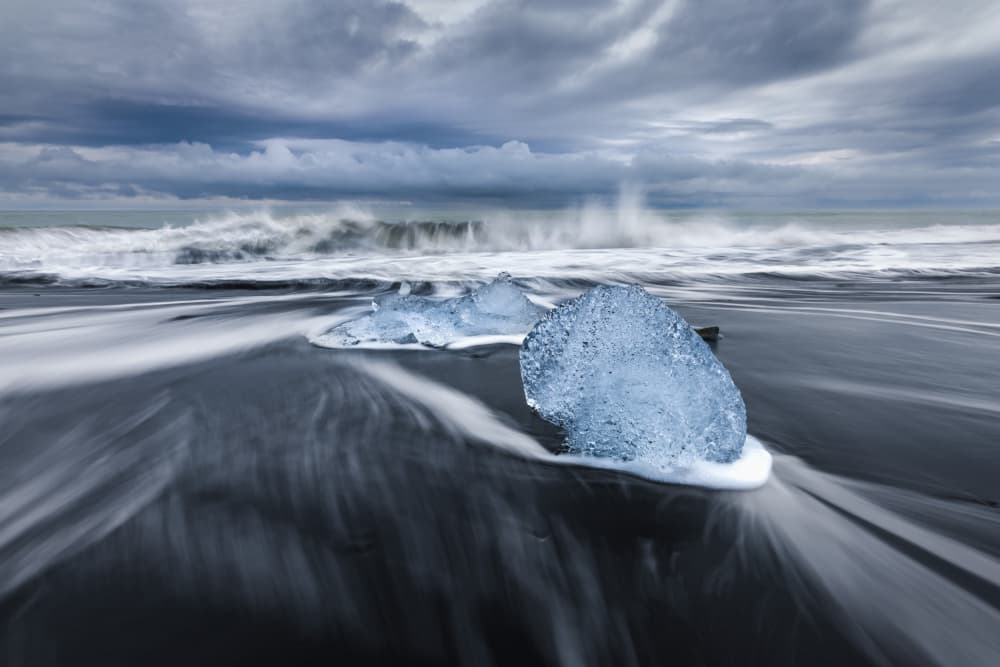 Icy Black Sand Beach by Irene Wu — canvas wall art