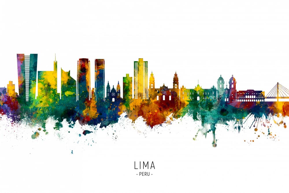 Vibrant Lima Skyline by Michael Tompsett — canvas wall art