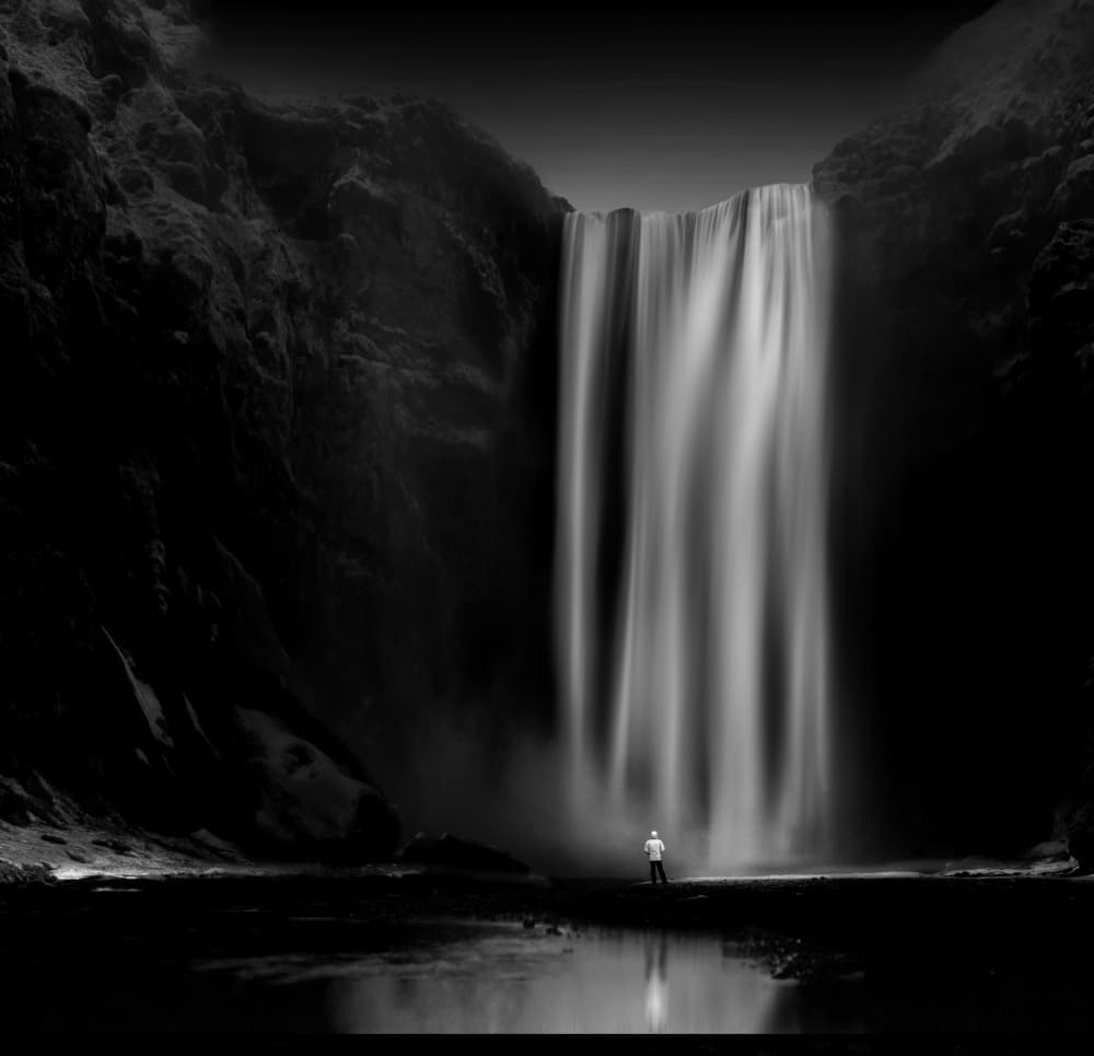 Grand Waterfall Solitude by Jiahong Zeng — canvas wall art