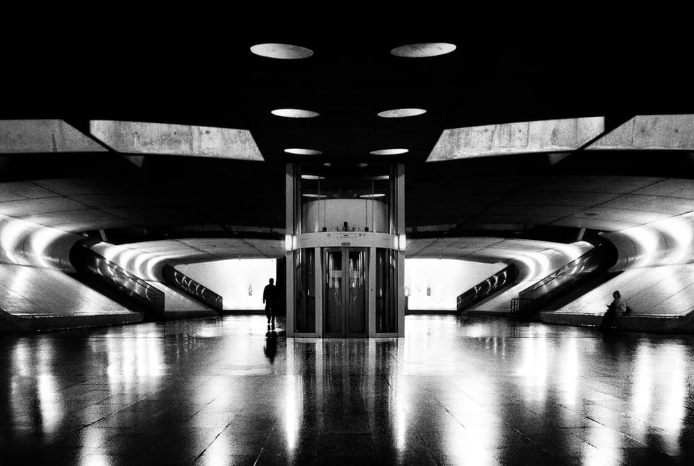 Geometric Hallway Silhouette by Paulo Abrantes — canvas wall art