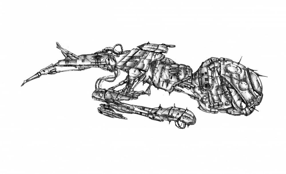 Mechanical Alien Spaceship by Kulik — canvas wall art