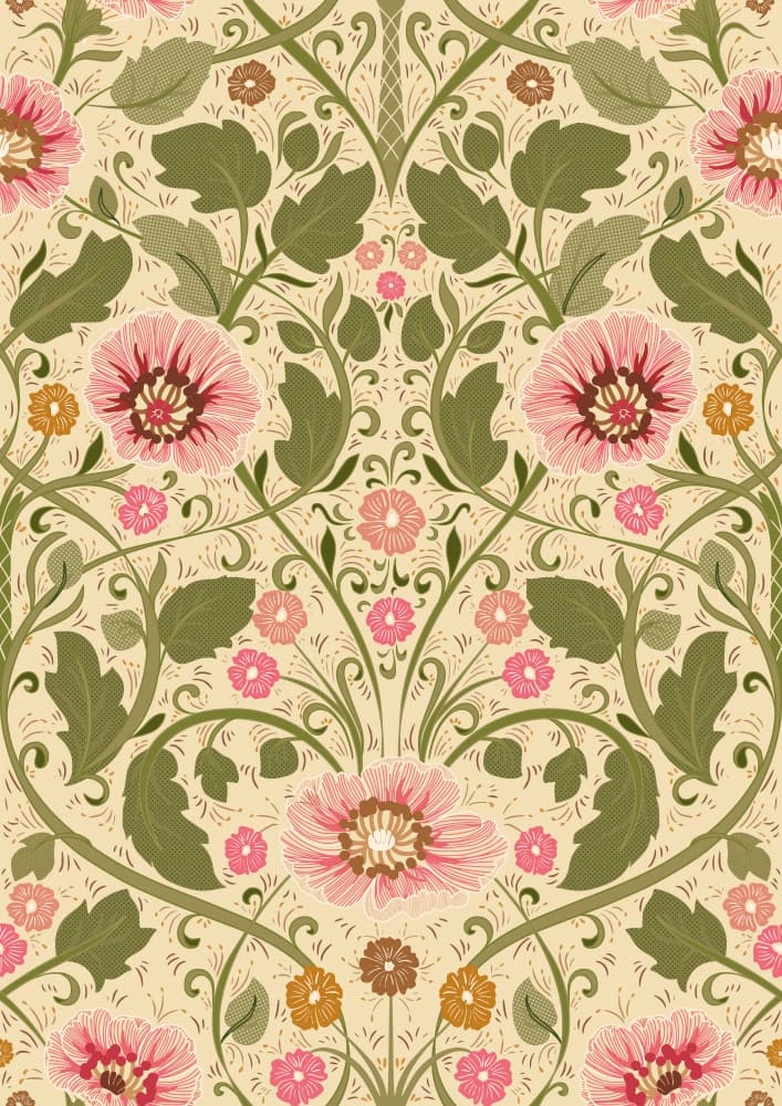 Elegant Pink Floral Pattern by Annick — canvas wall art