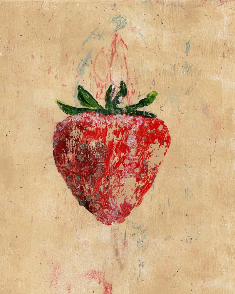 Rustic Painted Strawberry by Anna Berends van Loenen — canvas wall art