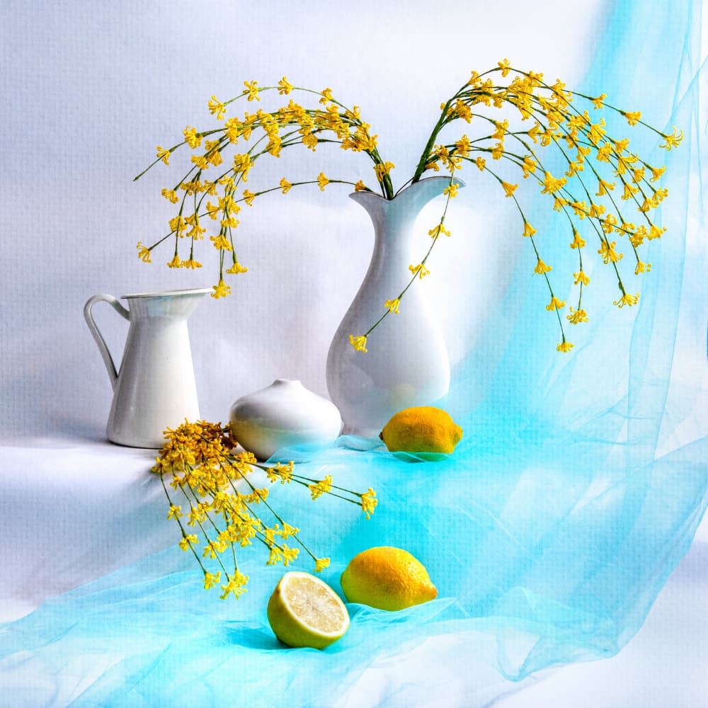 Bright Yellow Floral Still Life by Louie Luo — canvas wall art