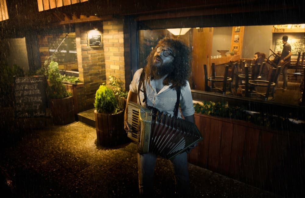 Rainy Night Musician by See Plus — canvas wall art