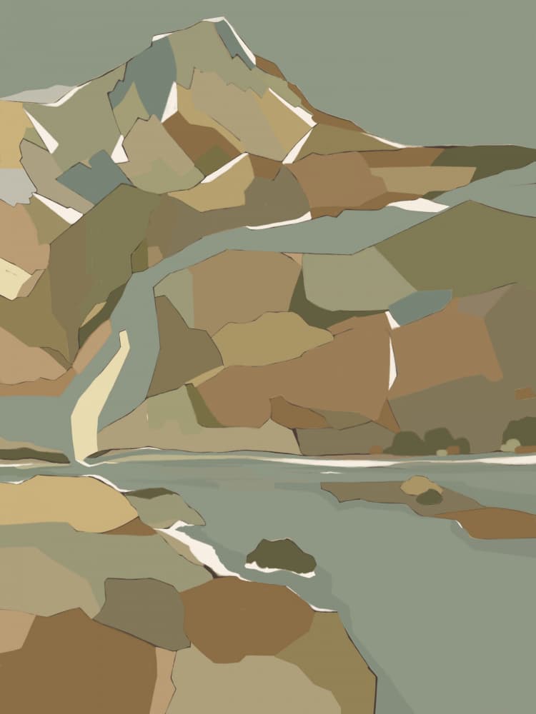 Geometric Mountain River by Nikita Jariwala — canvas wall art