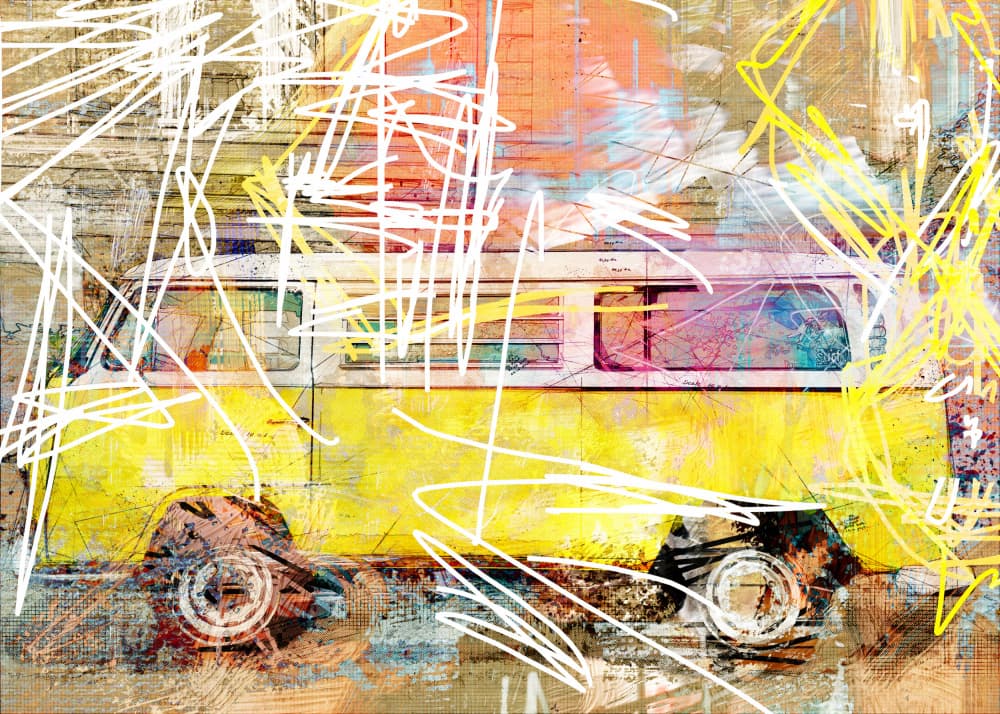 Retro Van Street Art by Lembayung senja studio [Vintage Poster] — canvas wall art