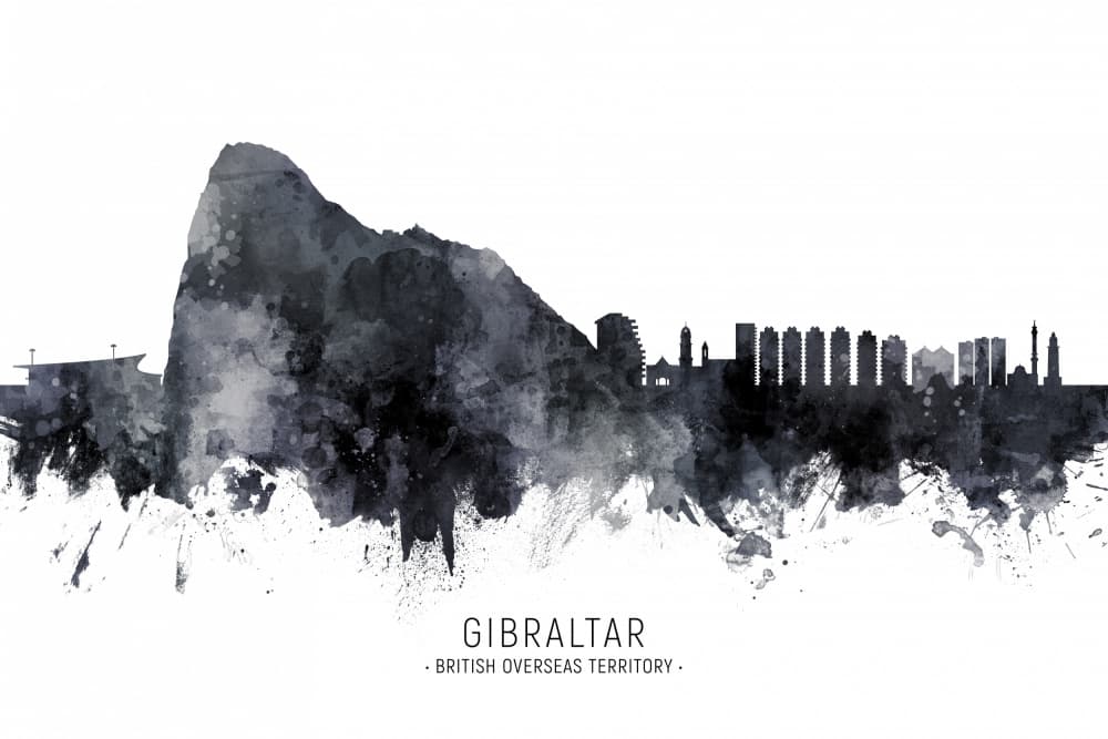 Gibraltar Rock Silhouette by Michael Tompsett — canvas wall art